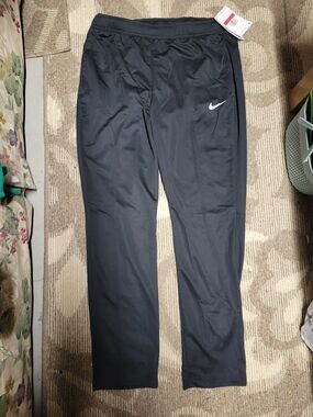Nike Black Workout Track Pants with White Swoosh